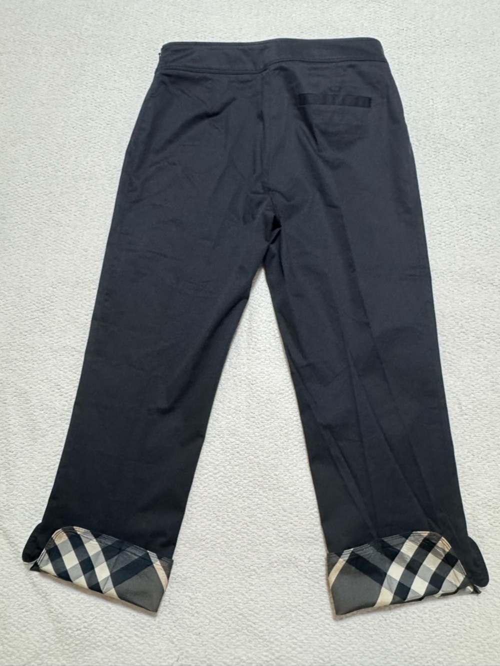 Burberry London Nova Check Cuff Capri Cropped Pants Navy US 8 - Picture 14 of 15